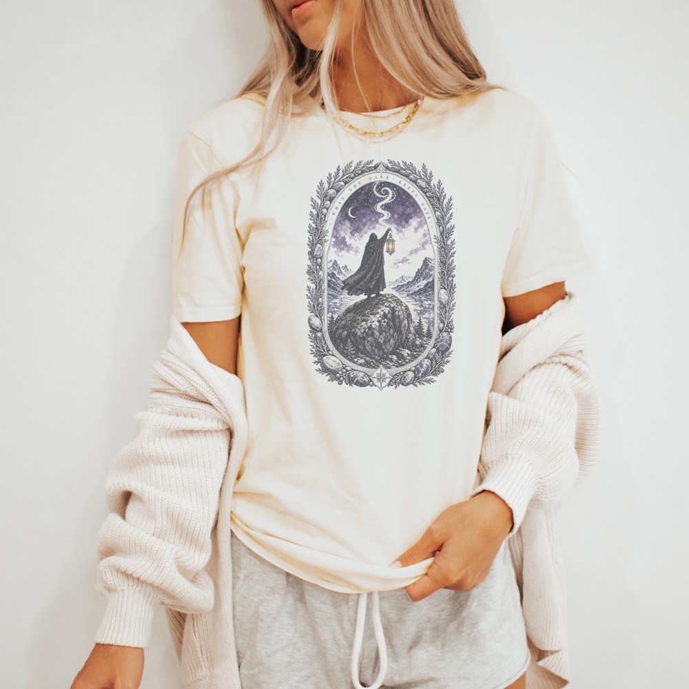 Ethereal Mystical Lantern Bearer Ornate Border Tee